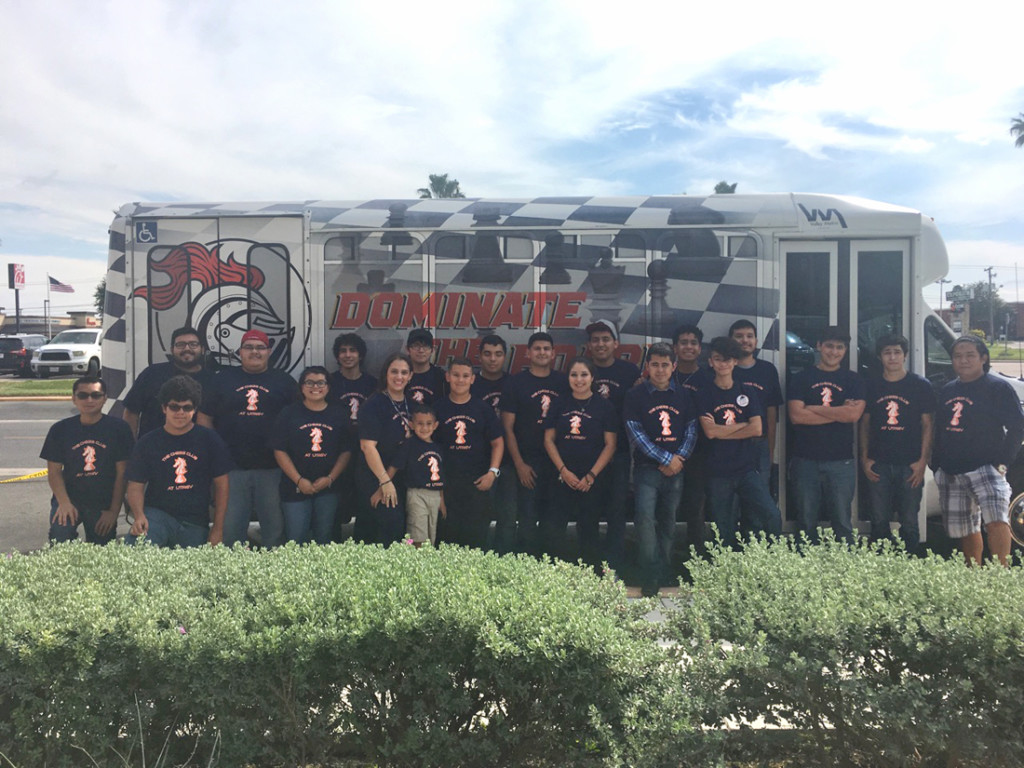 Members of the Chess Club at UTRGV include Michael Guirnela (front row, from left); Adrian Peña, Daisy Reyes, Adviser Nancy Razo, Joel Razo, Joaquin Razo, Daisy Soliz, Recruiter Mario Jimenez and Juan Acosta. Back row: Ivan Roel Cantu, Daniel Ramirez, Derek Duron, Eric Tarver, Edinburg Vice President Oscar Castillo, President David Ortiz, Co-President Jaime Rios, Jaime Castillo, Juan Acosta, Juan Fairas, Miguel Reyes and Mark Canony./Photo Courtrtesy Chia Lin Yong