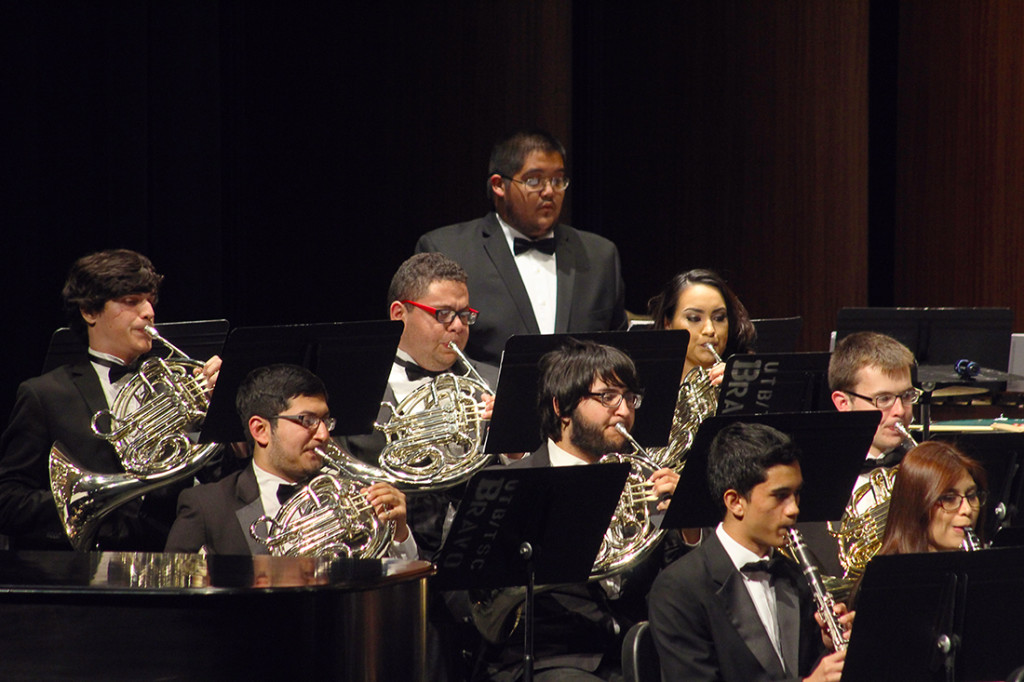 Members of the UTRGV Wind Symphony perform “Rio Grande” by Michael Daugherty on April 4 in the TSC Arts Center. The piece was commissioned by the University of North Texas and a consortium consisting of five symphonies or bands and 15 universities from across the world, including UT Rio Grande Valley, according to the event’s program.