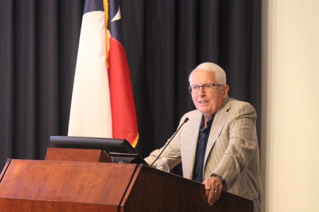 James Prochaska, professor of clinical and health psychology at the University of Rhode Island, speaks to professionals and graduate students of the UTRGV School of Rehabilitation Services and Counseling about his work in behavioral change last Thursday in Edinburg. JESUS ESPARZA/ THE RIDER