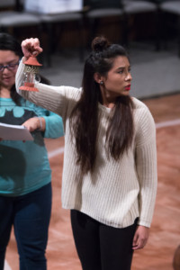 Theater performance senior Priscilla Perales rehearses her lead role in the play, “Antigone.” The Greek tragedy will be performed Wednesday through Sunday.