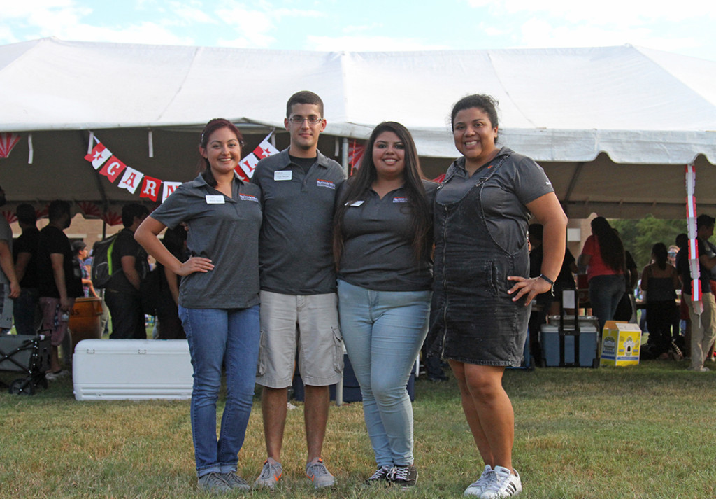 Campus Programming Board officers include Homecoming Committee Chair Melanie Reyna (from left), Pop Culture Committee Chair Louay Bachnack, President Bianca Zapata and Adviser Daniela Venegas./Lesley Robles/The Rider