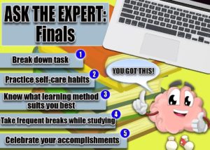 Tips for college finals week infographic