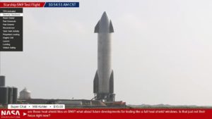 Shown is Starship SN9 during Monday’s test flight at the SpaceX South Texas launch site at Boca Chica. The flight was also scrubbed Thursday and Friday due to windy conditions and has been rescheduled for next Monday, according to SpaceX. SCREENSHOTS TAKEN BY ROXANNA MIRANDA FROM THE JAN. 25 NASA SPACE FLIGHT WEBSITE LIVESTREAM