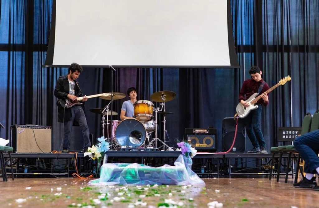 Wist performs at the UTRGV Pulse Fest last spring. Shown are (from left) bassist and vocalist Philip Castelan, drummer Caleb Villalobos, and guitarist and vocalist Ash Zareian.  Photo Courtesy Wist