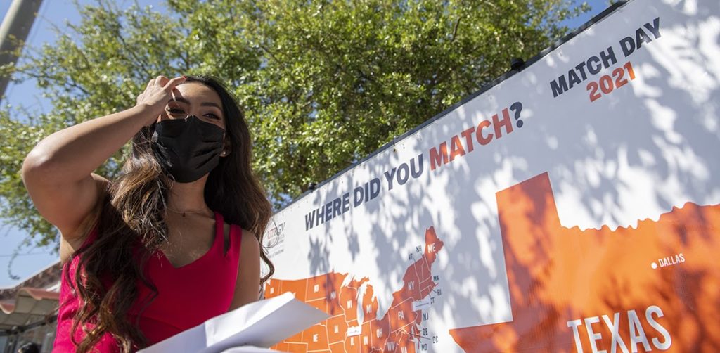 Fifty of 51 student graduates were matched during Match Day 2021. Fourth-year medical student Annalisa Lopez will serve her residency in the plastic surgery program at the University of Texas Medical Branch at Galveston. 