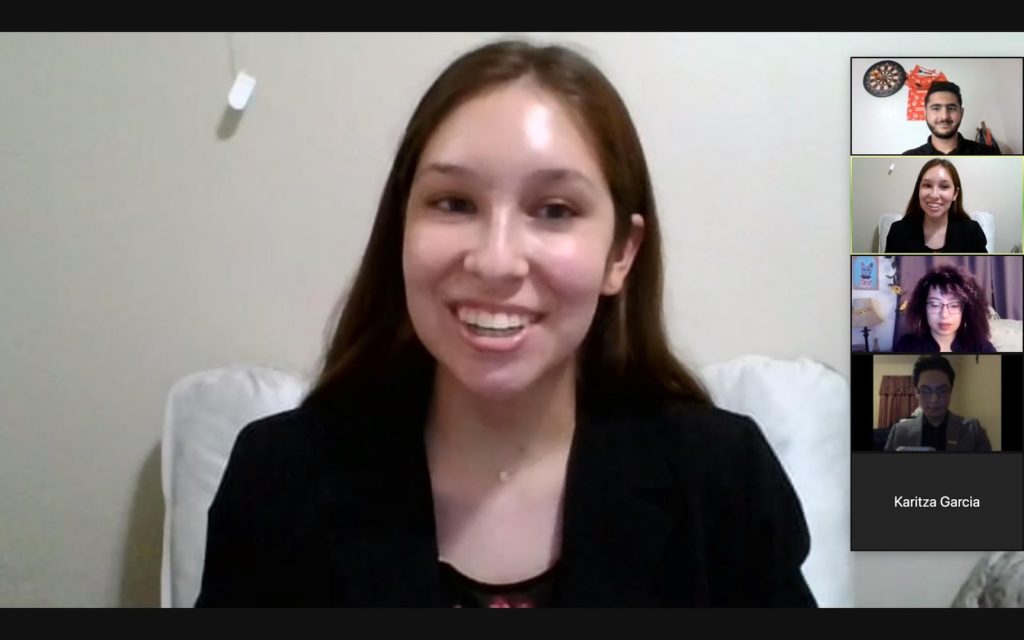 Samantha Lara, a political science junior, is appointed chief justice for the Student Government Association last Friday. SCREENSHOT TAKEN BY SOL GARCIA DURING THE FEB. 26 STUDENT GOVERNMENT ASSOCIATION MEETING VIA ZOOM