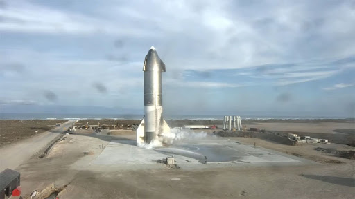 Wednesday marks the first time a starship prototype lands successfully and vertically. Shown is SN10 on its landing pad minutes before exploding. The cause of the explosion remains unclear.  SCREENSHOT TAKEN WEDNESDAY BY ROXANNA MIRANDA FROM THE NASA SPACE FLIGHT WEBSITE LIVESTREAM 