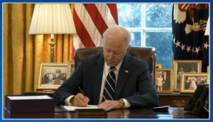 President Joe Biden signs the American Rescue Plan earlier today, which will provide additional relief to address the continued impact of the COVID-19 pandemic on the economy, public health, state and local governments, individuals and businesses, according to a White House statement. SCREENSHOT TAKEN BY ROXANNA MIRANDA FROM THE WHITE HOUSE BILL SIGNING LIVESTREAM ON MARCH 11