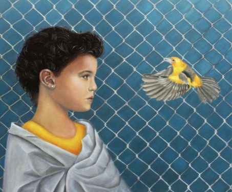 “Why the Caged Bird Sings,” (oil on canvas) by Olga Alanis  Photo Courtesy Olga Alanis