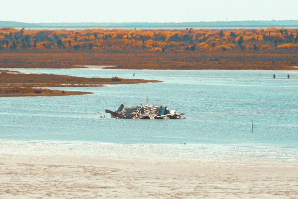 Debris from the SN11 launch failure lies last Tuesday in tidal flats surrounding the SpaceX South Texas launch site at Boca Chica. Luis Martinez Santillano/The Rider Photos