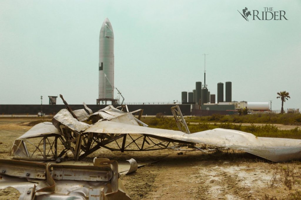 Debris from the SN11 launch failure sits outside the SpaceX South Texas launch site last Wednesday at Boca Chica. Luis Martinez Santillano/The Rider Photos