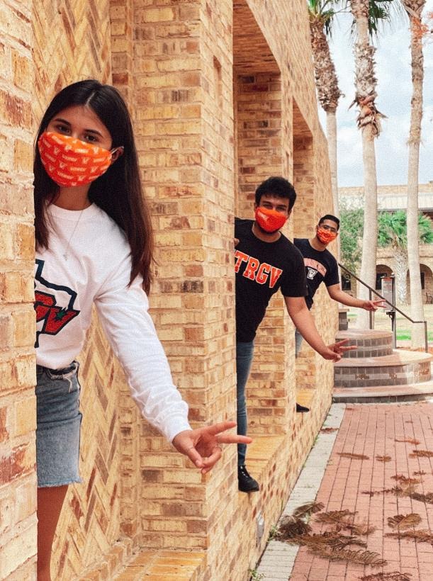 Team Vision United members pose for a photo on the Brownsville campus. Shown are SGA Edinburg Vice President-elect Anacette Cantu (from left), SGA President-elect José Pablo Rojas and SGA Brownsville Vice President-elect Yahia Omar Al-Qudah. Photo Courtesy José Pablo Rojas