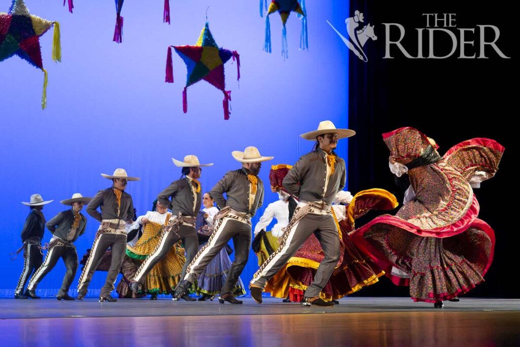 Alumni of the Ballet Folklórico at UTRGV dance across the stage during the performance of “Leyendas” Sept. 7 in the Performing Arts Complex on the Edinburg campus. “This is like the ‘dream team’ because they were … superstars in [their time],” said Miguel Peña, director of the UTRGV Ballet Folklórico. “… I’m gathering all the legends. … That’s why it’s called ‘Leyendas. Eduardo Escamilla/THE RIDER