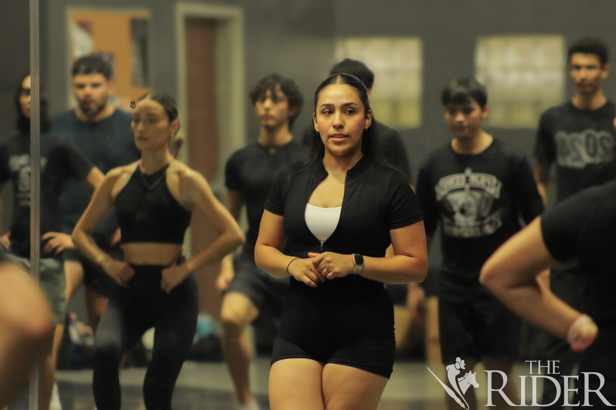 Dance senior Elsa Vasquez leads the upcoming group of folklórico dancers Aug. 21 in the Health & Physical Education Building II on the Edinburg campus. Abigail Ollave/THE RIDER