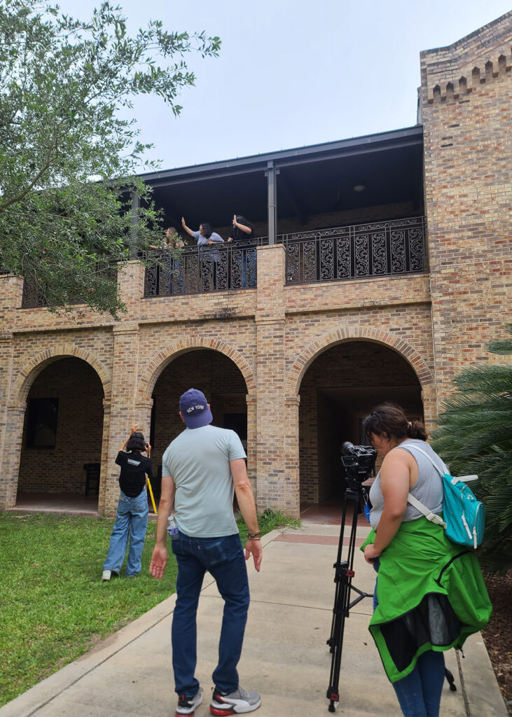 UTRGV film students set up a scene for their documentary “Stand Together” on the Brownsville campus. PHOTO COURTESY UTRGV Theatre Department